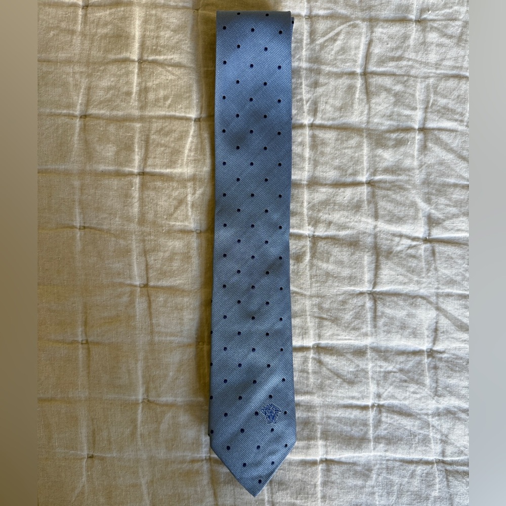 Versace | Men’s Elegant Blue Polka Dot Silk Tie